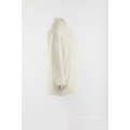 Ivory fake fur jacket with stand collar